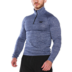 MuscleCloth Pro Stretch Fermuarlı Uzun Kollu T-Shirt Lacivert